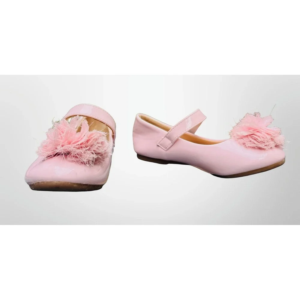 GUC ADAMUMU Toddler/Girl Mary Jane Ballet Flats Flower Embellishment Size 11